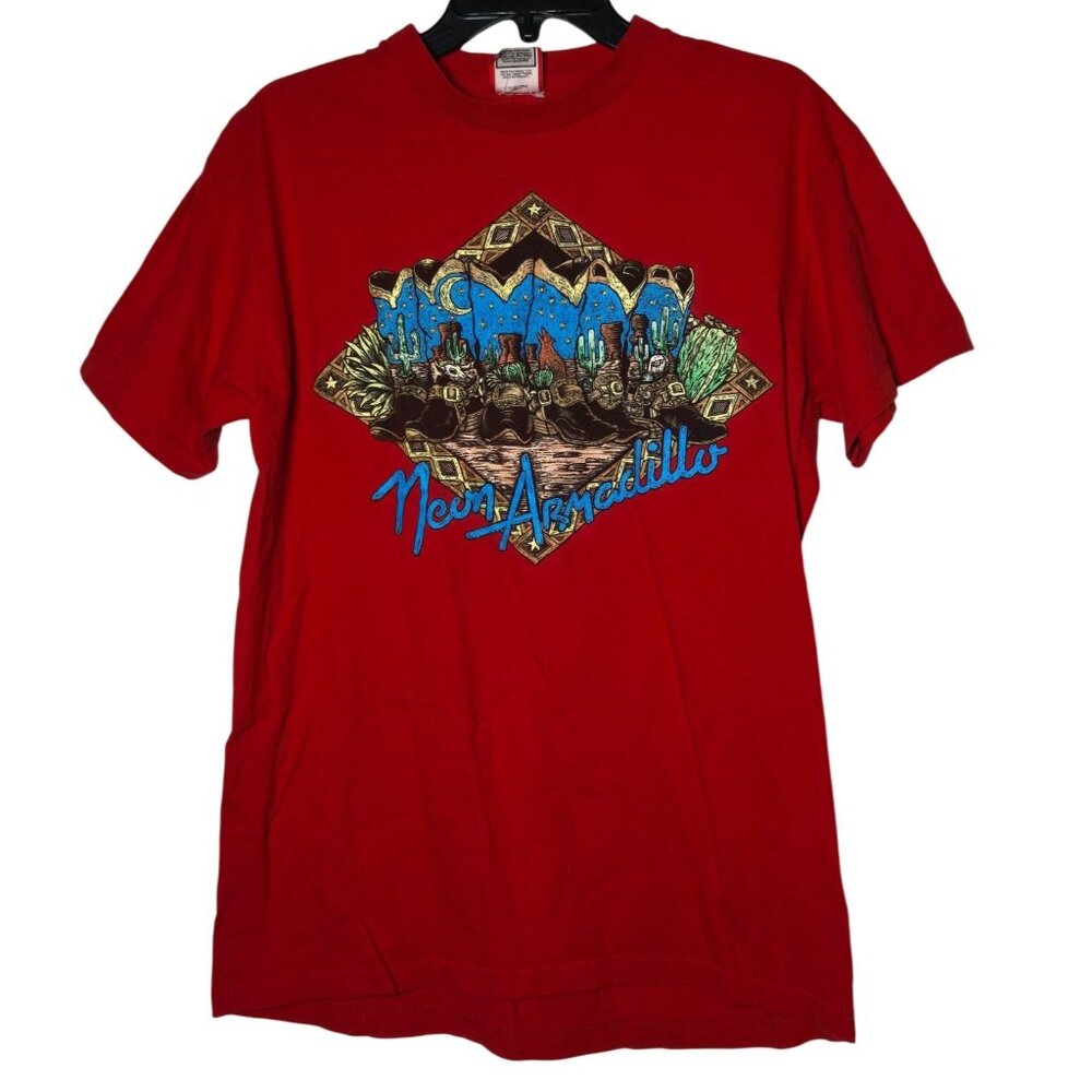 Vintage Disney Designs Neon Armadillo Single Stitch Red Shirt Size Small/Medium